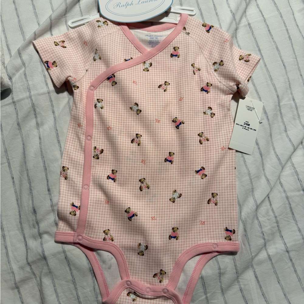 Classic Pink Bodysuit with Polo Bear Design - Ralph Lauren